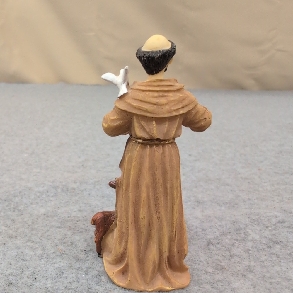 Saint Francis of Assisi Figurine Patron Saint of Animals with Dove and Deer - Picture 2 of 3